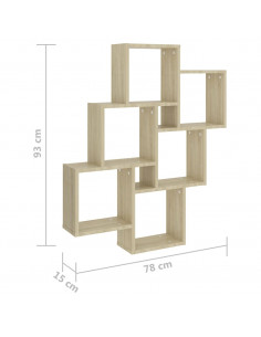 Mensola Parete Cubo Rovere Sonoma 78x15x93cm Legno Multistrato