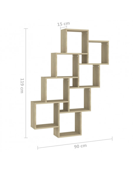 Mensola Parete Cubo Rovere Sonoma 90x15x119cm Legno Multistrato