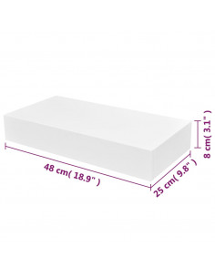 Mensola per Pareti Bianca in MDF con 1 Cassetto per Libri/DVD