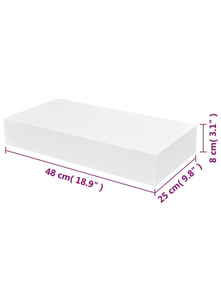 Mensola per Pareti Bianca in MDF con 1 Cassetto per Libri/DVD