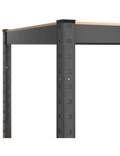 Mensola Portaoggetti 5 Strati Antracite in Acciaio e Legno