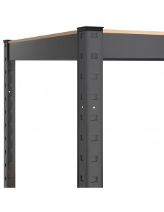 Mensola Portaoggetti 5 Strati Antracite in Acciaio e Legno