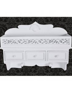 Mensola/Pannello a Muro con 3 Cassetti e 2 Ganci