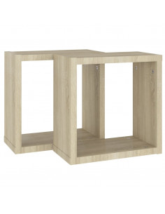 Mensole a Cubo 2 pz Rovere Sonoma 30x15x30 cm