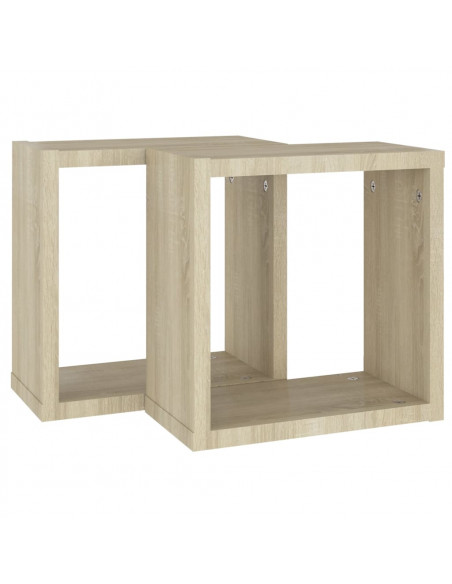 Mensole a Cubo 2 pz Rovere Sonoma 30x15x30 cm