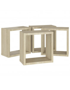 Mensole a Cubo 4 pz Rovere Sonoma 30x15x30 cm