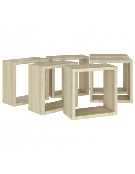 Mensole a Cubo 6 pz Rovere Sonoma 30x15x30 cm