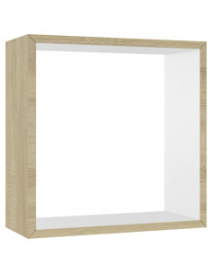Mensole a Cubo da Parete 3 pz Bianco Rovere Sonoma