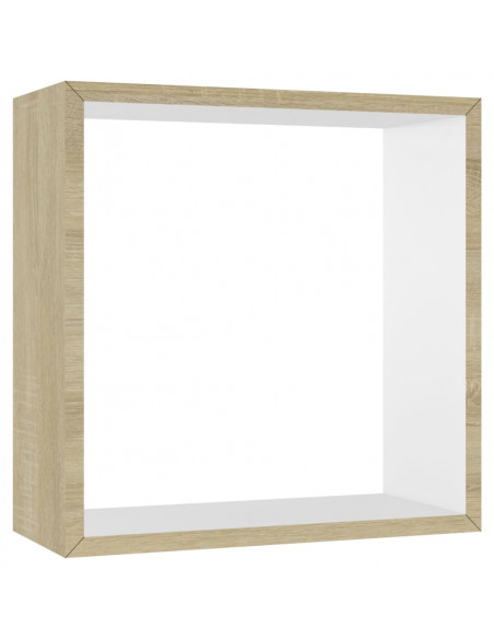 Mensole a Cubo da Parete 3 pz Bianco Rovere Sonoma