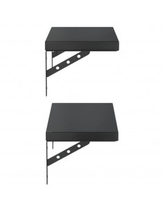 Mensole a Muro 2 pz 50x23,5 cm Nero in Acciaio Inossidabile