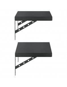 Mensole a Muro 2 pz 50x30 cm Nero in Acciaio Inossidabile