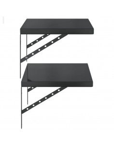 Mensole a Muro 2 pz 50x40 cm Nero in Acciaio Inossidabile