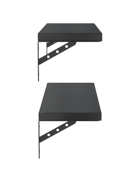 Mensole a Muro 2 pz 75x23,5 cm Nero in Acciaio Inossidabile