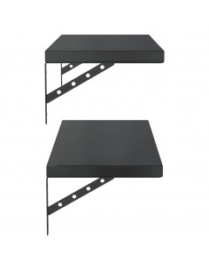 Mensole a Muro 2 pz 75x30 cm Nero in Acciaio Inossidabile