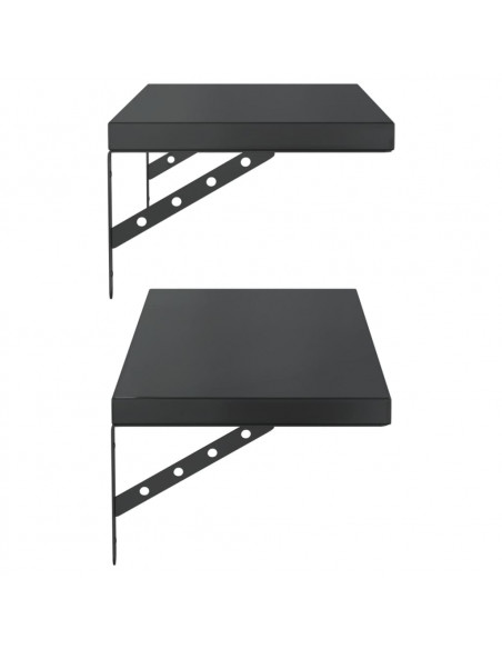 Mensole a Muro 2 pz 75x30 cm Nero in Acciaio Inossidabile