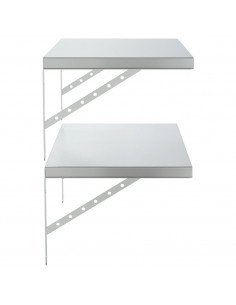 Mensole a Muro 2 pz 75x40 cm Argento in Acciaio Inossidabile