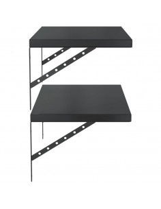 Mensole a Muro 2 pz 75x40 cm Nero in Acciaio Inossidabile