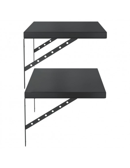Mensole a Muro 2 pz 75x40 cm Nero in Acciaio Inossidabile