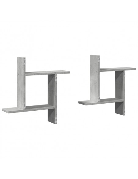 Mensole a Muro 2pz Grigio Cemento 50x12x50 cm in Truciolato