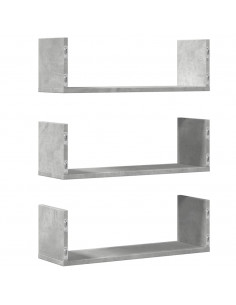 Mensole a Muro 2pz Grigio Cemento 58x18x18 cm in Truciolato