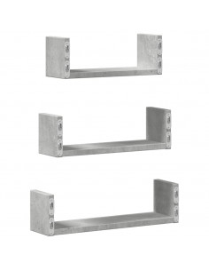 Mensole a Muro 3 pz Grigio Cemento in Truciolato