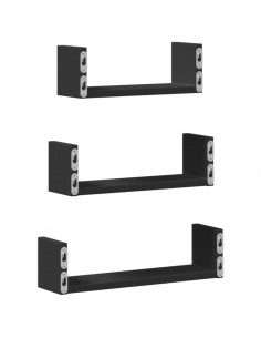 Mensole a Muro 3 pz Nere in Truciolato