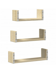 Mensole a Muro 3 pz Rovere Sonoma in Truciolato