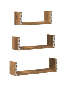 Mensole a Muro 3pz Rovere Artigianale in Truciolato