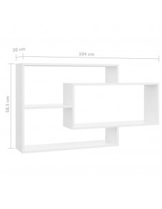 Mensole a Muro Bianche 104x20x58,5 cm in Legno Multistrato