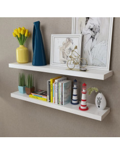 Mensole a Muro Bianche 2 pz in MDF per Libri/DVD