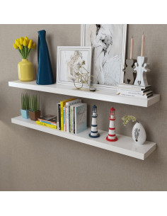 Mensole a Muro Bianche 2 pz in MDF per Libri/DVD