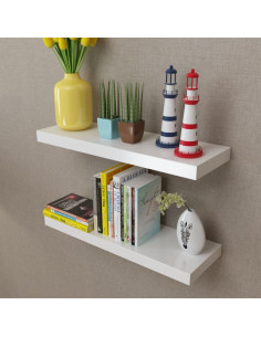 Mensole a Muro Bianche 2 pz in MDF per Libri/DVD