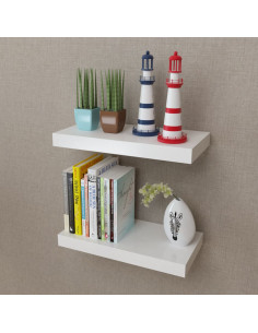 Mensole a Muro Bianche 2 pz in MDF per Libri/DVD