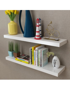 Mensole a Muro Bianche 2 pz in MDF per Libri/DVD