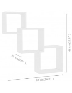 Mensole a Muro Cubiche Bianche 68x15x68 cm Legno Multistrato