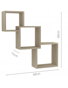 Mensole a Muro Cubiche in Rovere Sonoma 68x15x68cm Truciolato