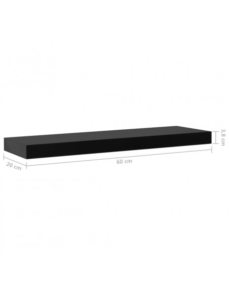 Mensole a Muro Galleggianti 2 pz Nere 60x20x3,8 cm