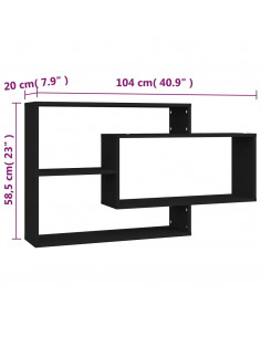 Mensole a Muro Nere 104x20x58,5 cm in Legno Multistrato