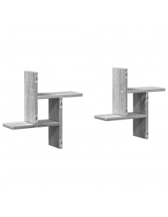 Mensole a Parete 2pz Grigio Sonoma 38x12x38 cm in Truciolato