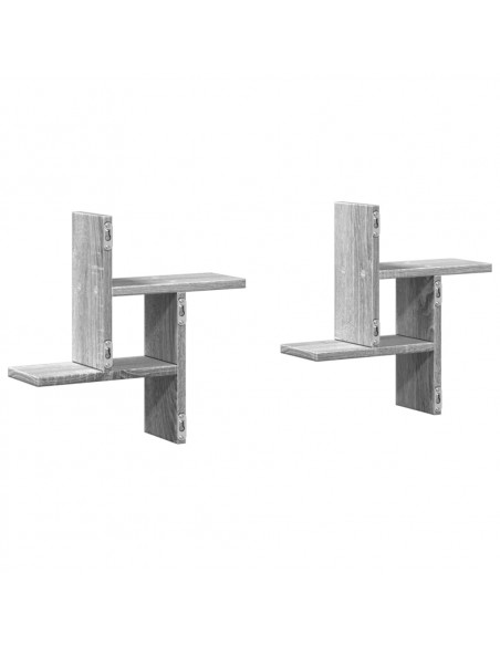 Mensole a Parete 2pz Grigio Sonoma 38x12x38 cm in Truciolato