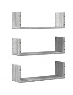 Mensole a Parete 2pz Grigio Sonoma 58x18x18 cm in Truciolato