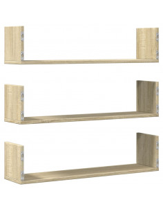 Mensole a Parete 3pz Rovere Sonoma 80x18x18 cm in Truciolato