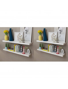 Mensole a Parete 4 pz Bianche 100 cm