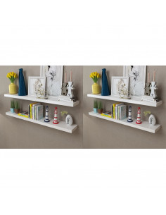 Mensole a Parete 4 pz Bianco 120 cm