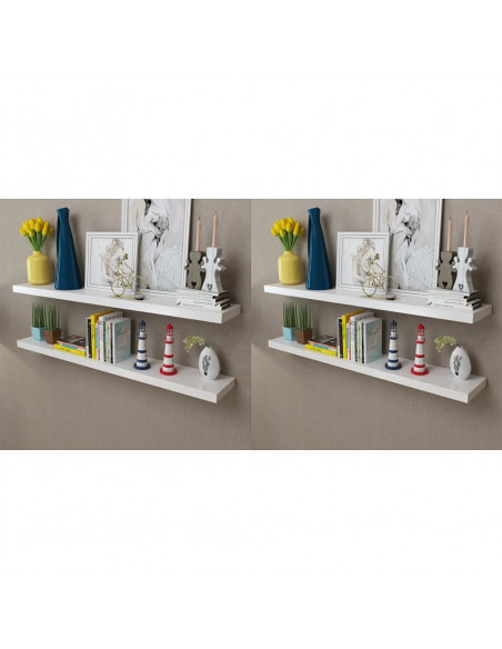 Mensole a Parete 4 pz Bianco 120 cm