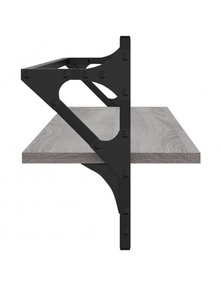 Mensole a Parete con Aste 2pz Grigio Sonoma 100x25x30 cm