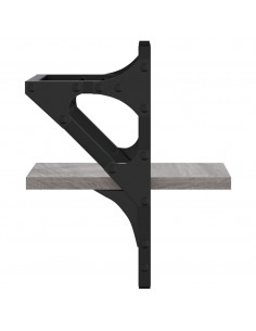 Mensole a Parete con Aste 2pz Grigio Sonoma 20x25x30 cm