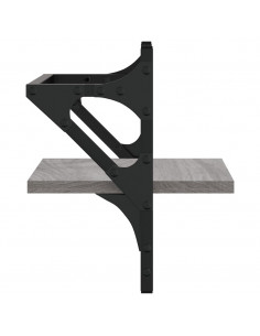 Mensole a Parete con Aste 2pz Grigio Sonoma 30x25x30 cm