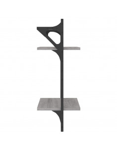 Mensole a Parete con Aste 2pz Grigio Sonoma 30x25x65 cm