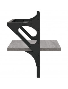 Mensole a Parete con Aste 2pz Grigio Sonoma 40x25x30 cm